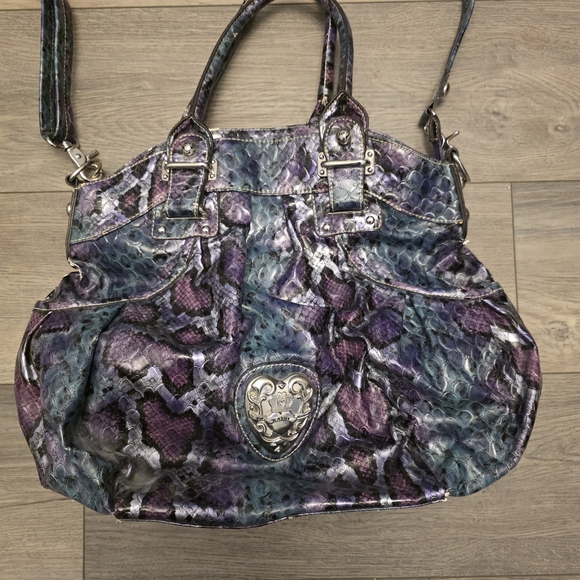 Vtg Y2K Kathy Van Zeeland Multicolor Hobo Bag with Heart Accent - Picture 4 of 12